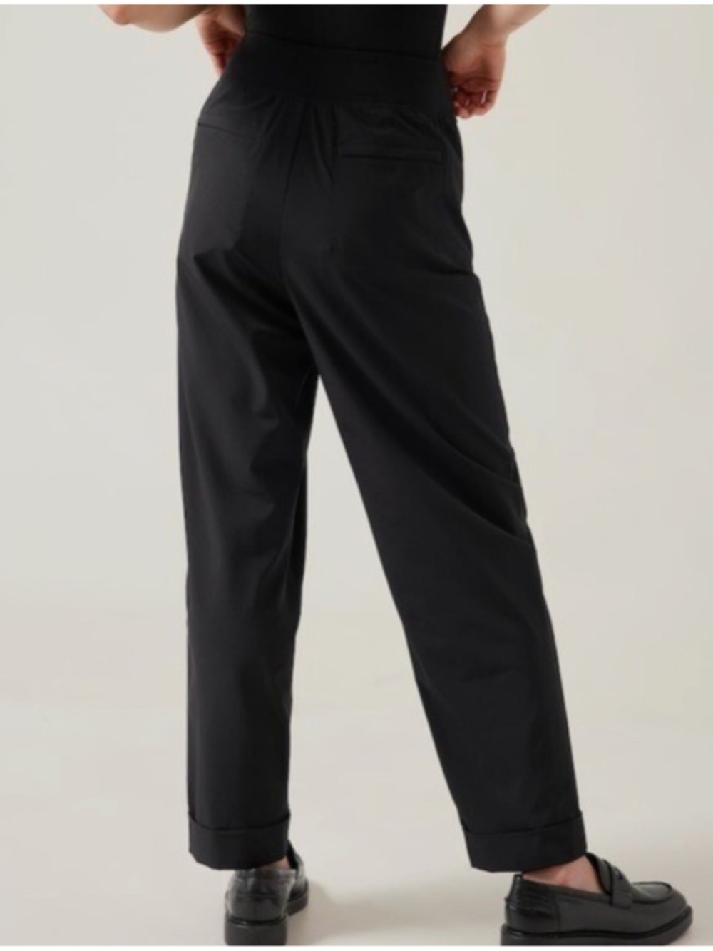ATHLETA Cartiff Pant Black Tie Waist Cuffed Track Pants Size 14 Tall - Picture 3 of 12